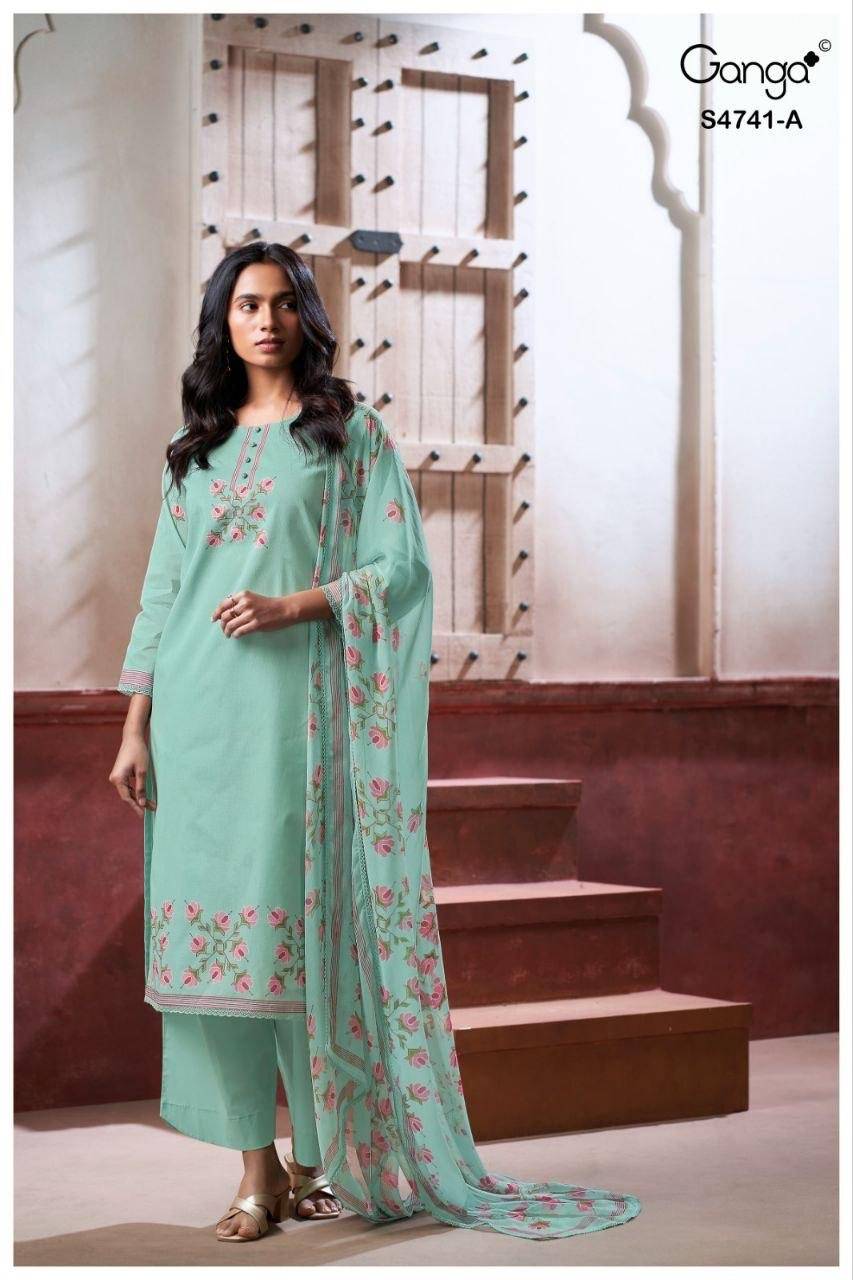 AANSHI 4741 Series By Ganga Fashion Stylish Beautiful Colourful PURE ORGANDY MUL Dresses At Wholesale Price